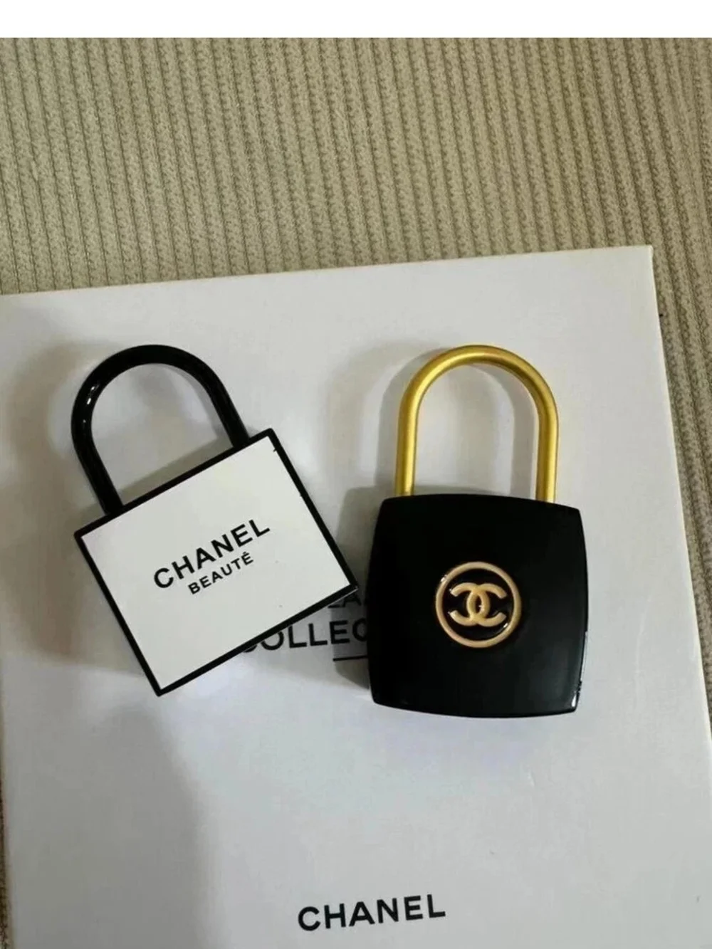 New CHANEL Black & Gold Padlocks With Keys Set Rare Collector Item GWP
